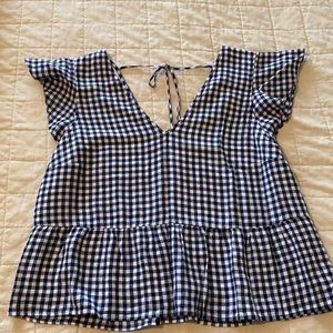 Abercrombie and Fitch blue and white plaid blouse. Size large, tags on!